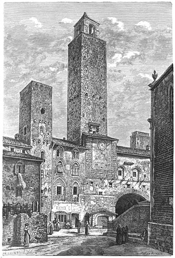 Paleis van den podestà te San-Gimignano.