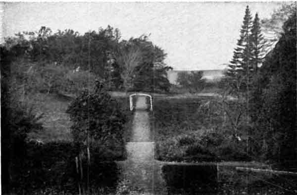 VIEW FROM THE WESTERN WINDOW OF THE STUDY IN PROFESSOR AUSTIN PHELPS'S HOUSE, ANDOVER, MASSACHUSETTS.