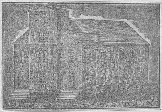 SECOND CHURCH BUILDING  Sheltered Liberty Bell, 1777-78. Photographed from the print of an old wood cut used in a German newspaper in the year 1840