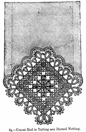 Cravat End in Tatting and Darned Netting.