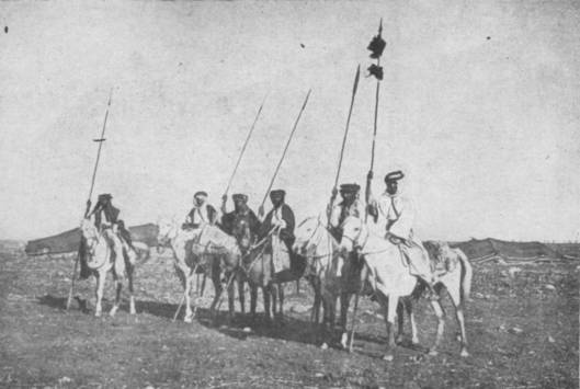 ARAB RIDERS WITH LANCES.