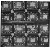 PLATE XXIV  DUKE HUMFREY AND ELEANOR OF GLOUCESTER JOINING THE CONFRATERNITY OF ST. ALBANS  ANCIENT ROOF OF DUKE HUMFREY’S LIBRARY, SHOWING THE ARMS OF THE UNIVERSITY AND OF SIR THOMAS BODLEY