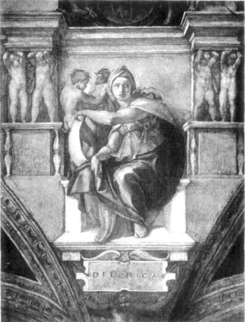 MICHAEL ANGELO. SISTINE CHAPEL, ROME.  THE DELPHIAN SIBYL.