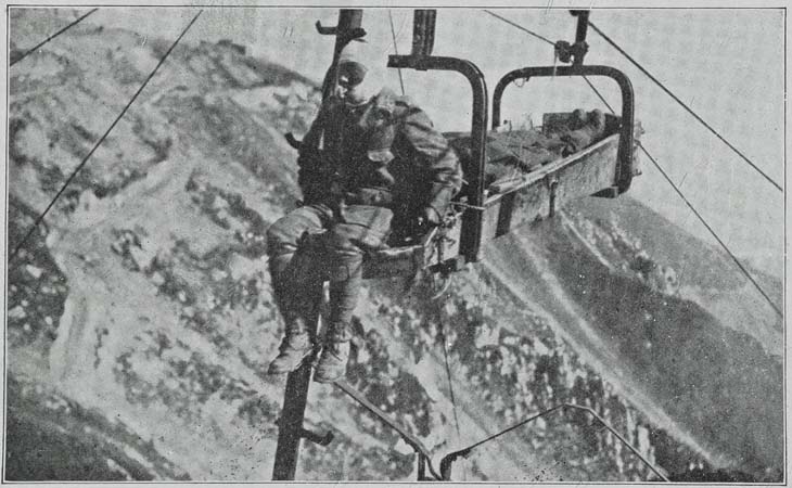 TRANSPORTING WOUNDED AMID THE DIFFICULTIES OF THE ITALIAN MOUNTAIN FRONT