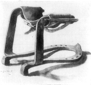 Fig. 27—A good style of shoe for bracing the fetlock where tenotomy has been performed, or in case of traumatic division of the flexor tendons. An invention of Dr. G.H. Roberts.