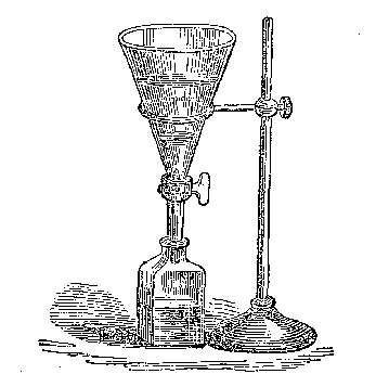 Tap funnel for separating ottos from water and spirits from oil.