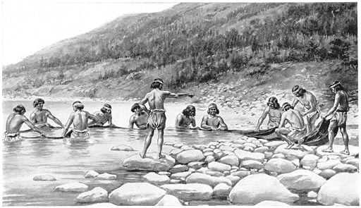 Tarahumares on the Rio Fuerte Fishing with their Blankets.