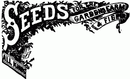 SEEDS FOR THE GARDEN, FARM & FIELD.