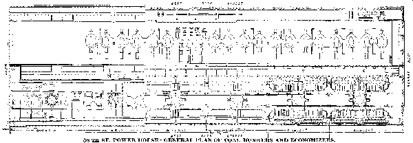 58TH ST. POWER HOUSE—GENERAL PLAN OF COAL BUNKERS AND ECONOMIZERS.