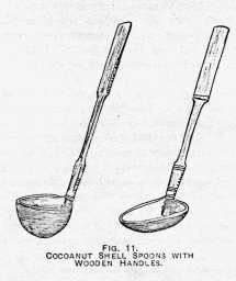 FIG. 11. COCOANUT SHELL SPOONS WITH WOODEN HANDLES.