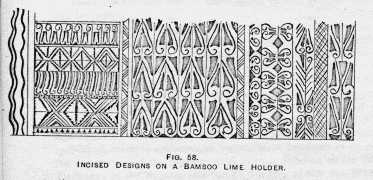 FIG. 58. INCISED DESIGNS ON A BAMBOO LIME HOLDER.