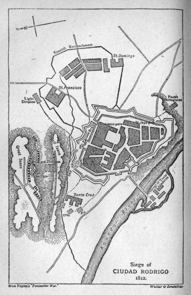 Siege of Ciudad Rodrigo, 1812.  From Napier's "Peninsular War."