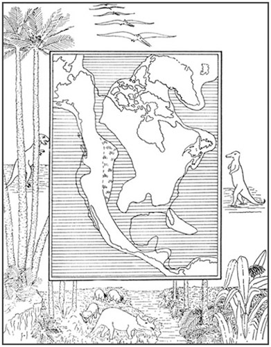 Fig. 2.: North America in the Later Cretacic Period. Map outlines after Schuchert.