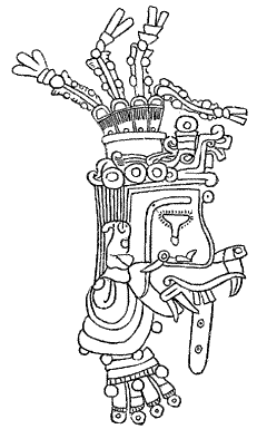 Fig. 382. Copy of head from the Borgian Codex (Quetzalcoatl).