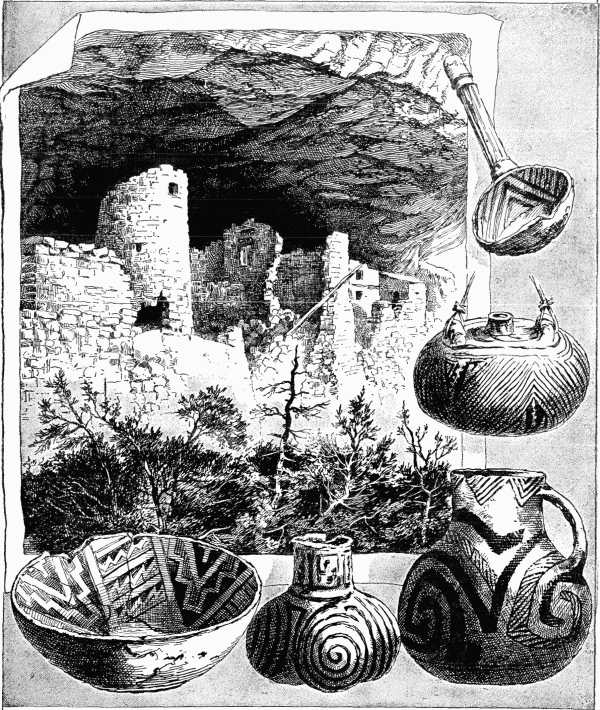 Cliff-dwelling, New Mexico, and Cave-pottery (British Museum).