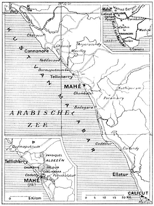 Kaartje van de kust van Malabar.