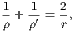 1   1-  2 ρ + ρ′ = r, 