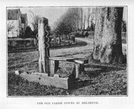 THE OLD PARISH STOCKS AT MELDRETH.