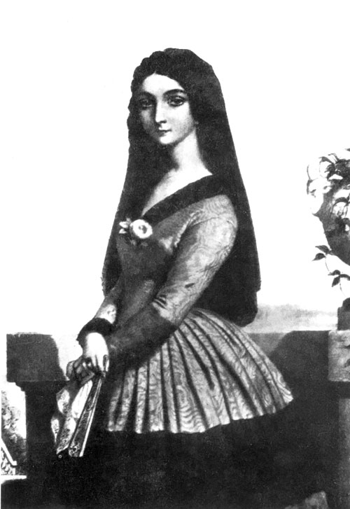 Lola Montez, Countess of Landsfeld (From a lithograph by Prosper Guillaume Dartiguenave)