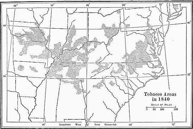 Tobacco Areas in 1840