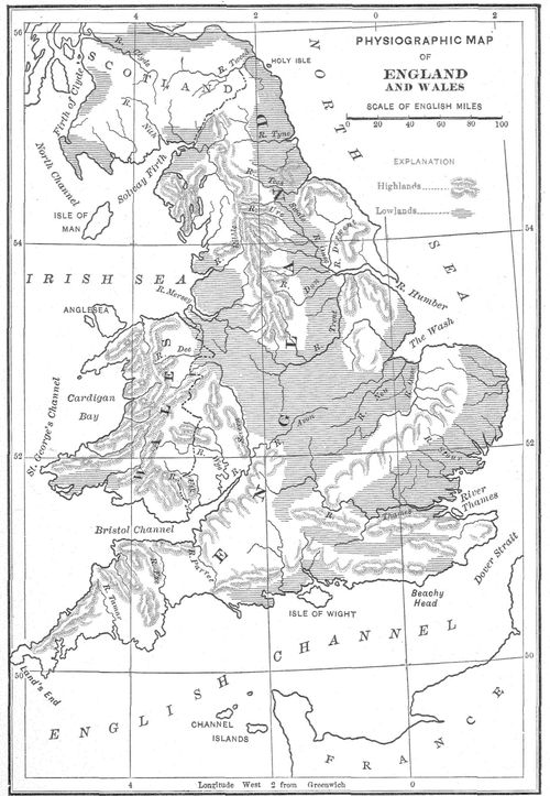 Physiographic Map Of England And Wales. Engraved By Bormay & Co., N.Y.