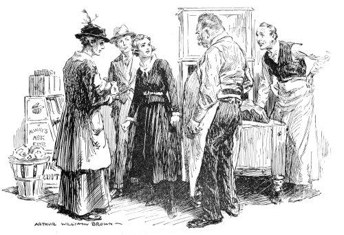 "Belcher has come over and is listenin', glarin' hostile at the woman. 'It's Mrs. Burke, the one whose sons are in the army,' whispers Vee."