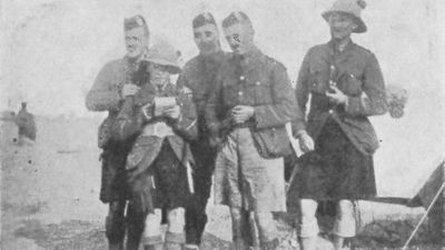 J. M. Cowie, G. V. Stewart, T. Henderson, J. H. Cotterell (Killed), H. W. Bruce (Killed)