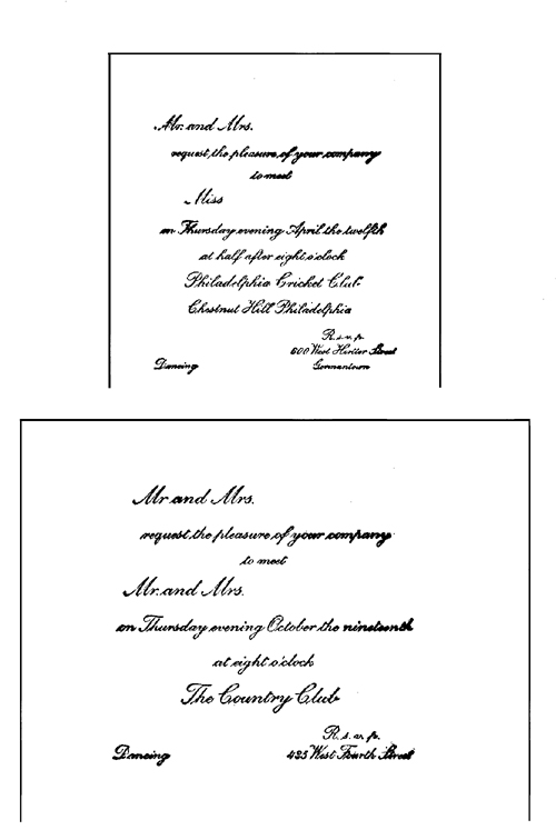 Specimens of formal invitations "to meet"