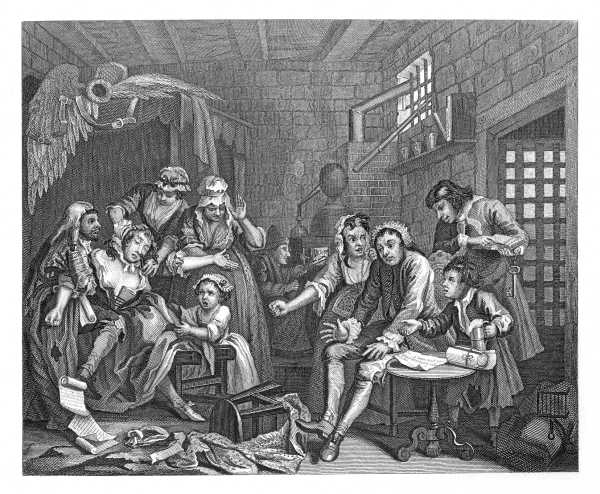 THE RAKE'S PROGRESS.  PLATE 7.  PRISON SCENE.