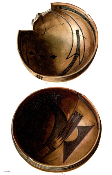 PL. CLIV— FOOD BOWLS WITH FIGURES OF BIRDS AND FEATHERS FROM SIKYATKI