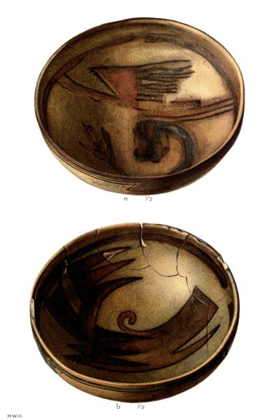 PL. CLV— FOOD BOWLS WITH FIGURES OF BIRDS AND FEATHERS FROM SIKYATKI