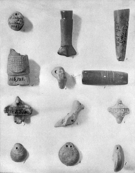 PL. CLXXIII— PIPES, BELL, AND CLAY BIRDS AND SHELLS FROM AWATOBI AND SIKYATKI