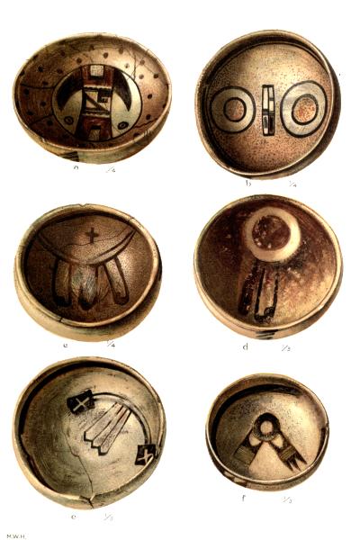 PL. CXLI— FOOD BOWLS WITH FIGURES OF BIRDS AND FEATHERS FROM SIKYATKI