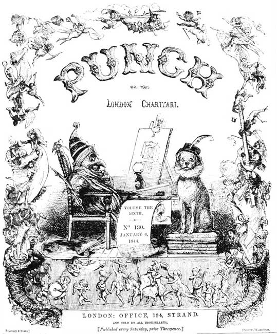 PUNCH'S SIXTH WRAPPER, DESIGNED BY RICHARD DOYLE. FIRST DESIGN. JANUARY, 1844.