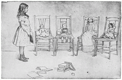 "It was Emmy Lou's joy to gather her doll children in line, and giving out past lessons, recite them ... for her children."