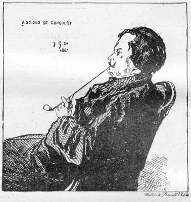 EDMOND DE GONCOURT.  From an etching by Jules de Goncourt, 1860.