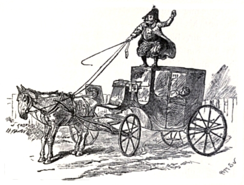 "THE CABMAN HAD CLIMBED UP ON TOP OF THE CAB AND WAS THROWING STONES AT THE HORSE."