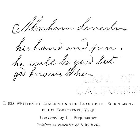 Lines written by Lincoln on the Leaf of his School-book in his Fourteenth Year.