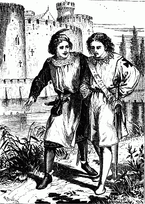 "I will go straightway with you, Walter," said Guy, "to the palace of the Caliph; and if he refuses to render you justice, I will challenge him to mortal combat on the spot."—p. 16.