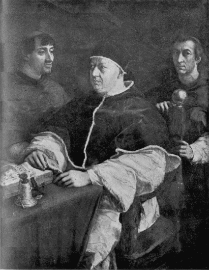 Alinari  Pope Leo X,  Giulio de Medici (afterward Pope Clement VII), and  Luigi De Rossi, by Raphael  Pitti Gallery