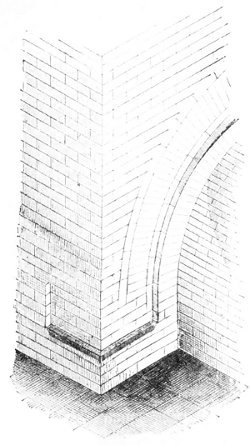 Fig. 91.—Return round the angle of an archivolt in one of the gates of Dour-Saryoukin; compiled from Place.