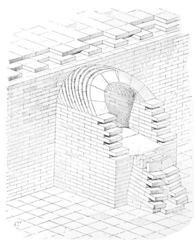 Fig. 93.—Sewer at Khorsabad, with semicircular vault; compiled from Place.