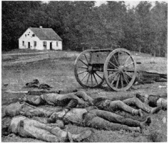 SILENCED CONFEDERATE BATTERY IN FRONT OF DUNKER CHURCH SHARPSBURG ROAD, ANTIETAM