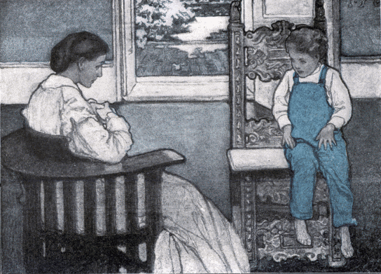 Illustration: Woman and boy on chairs.