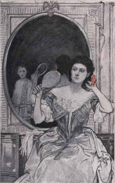 Illustration: Boy watching woman in mirror.