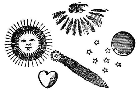 All Seeing Eye, Sun, Moon, Stars, Comet and Heart