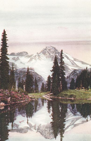 MOUNT RAINIER REFLECTED IN MIRROR LAKE