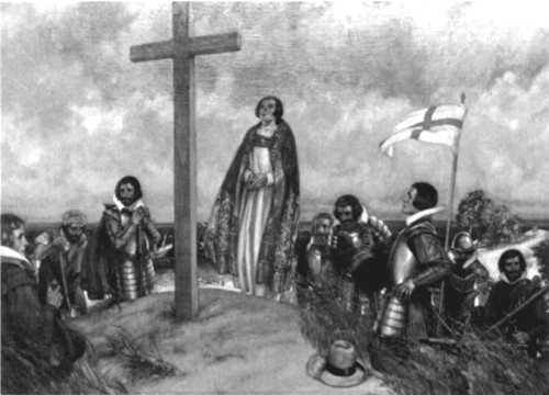 Worship at Cape Henry on April 29, 1607 as depicted by Stephen Reid. Courtesy of the Chrysler Museum at Norfolk.