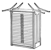 Fig. 29. Case Cabinet with iron brackets for working cases on top.