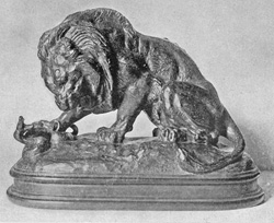 From the collection of the late Cyrus J. Lawrence, Esq.  The Lion and the Serpent  ("LION AU SERPENT")  From a bronze by Barye